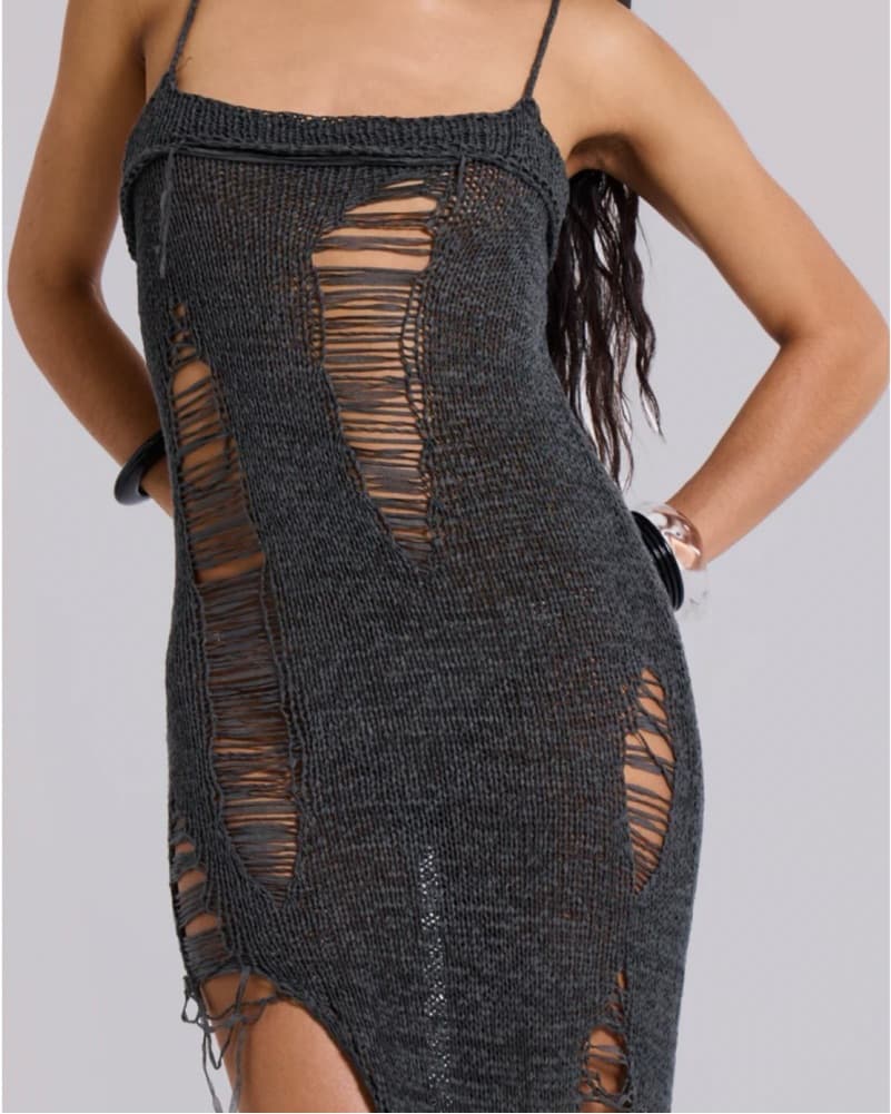 Alluring Distressed Knit Dress - Image 6
