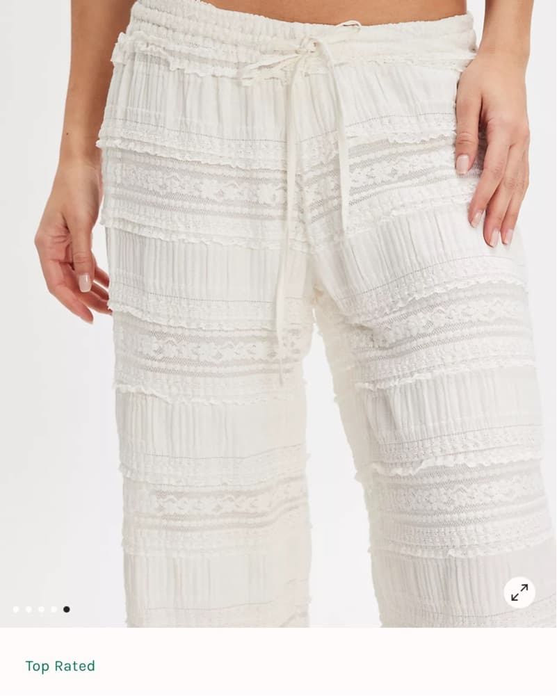Free People White Ruffle Pants - Image 2