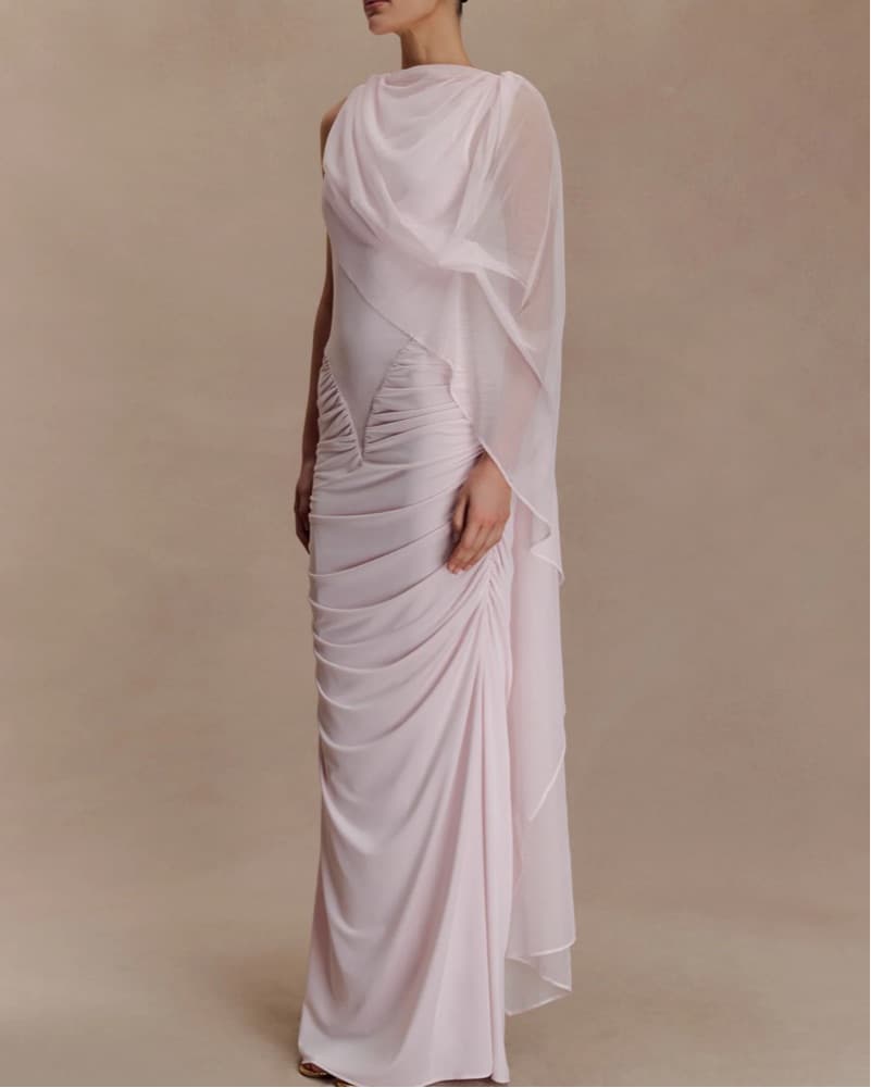 MESHKI Elegant Draped Chiffon Gown - Image 2