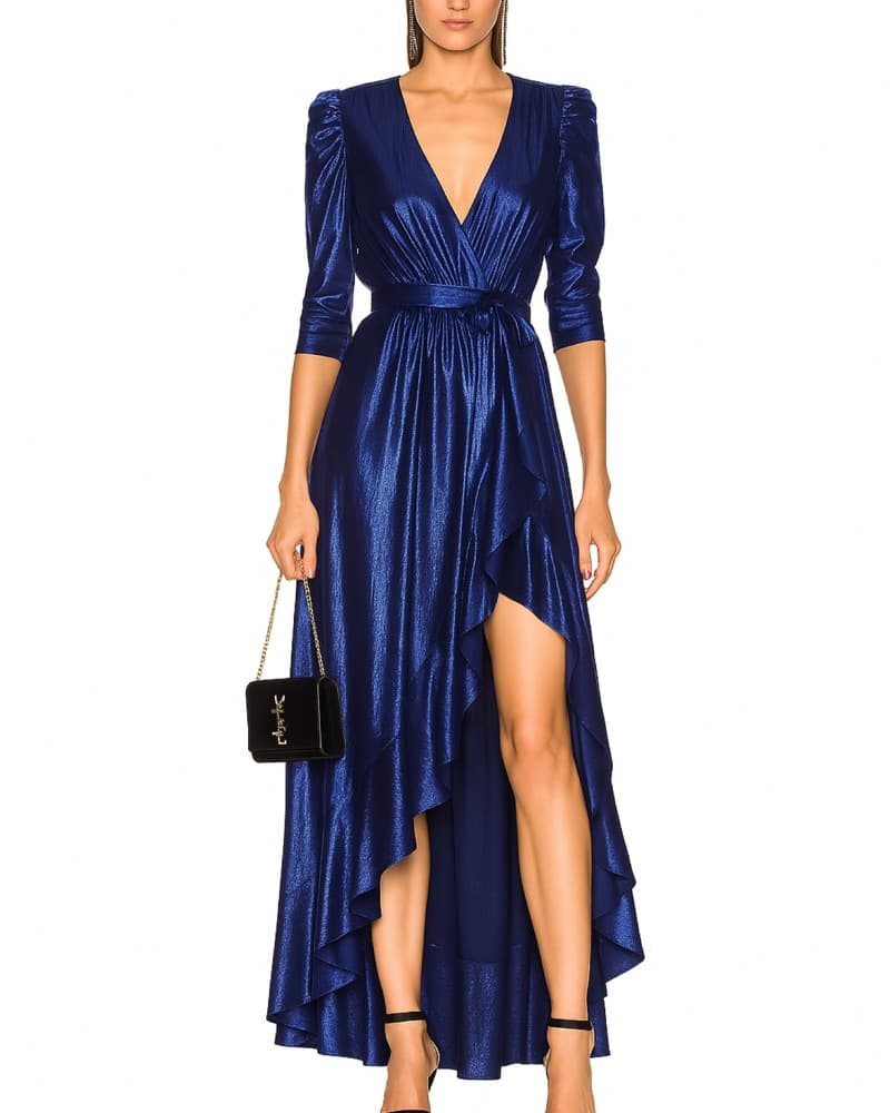 Retrofete Flora Metallic Wrap Gown - Image 1