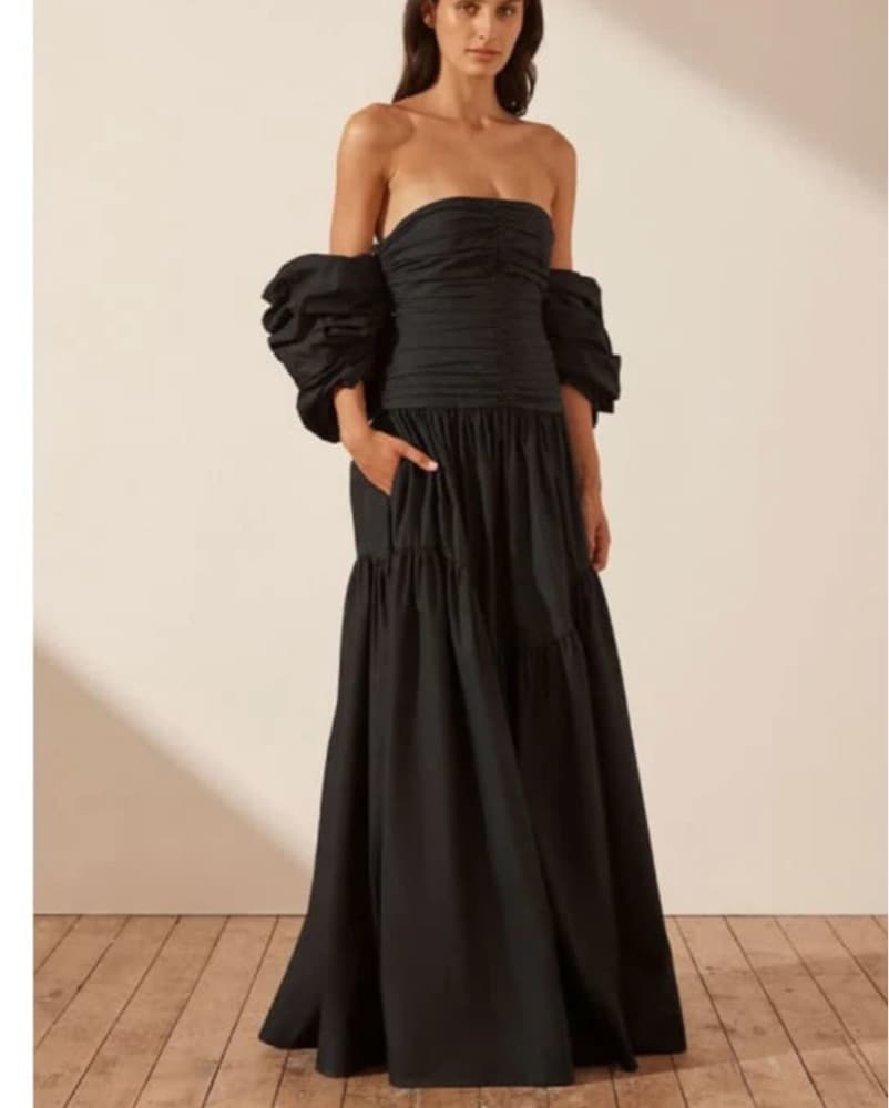 Shona Joy Off-Shoulder Black Maxi Dress - Image 5