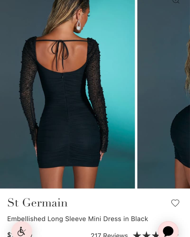 Oh Polly Black Beaded Dress Long Sleeve - Image 2