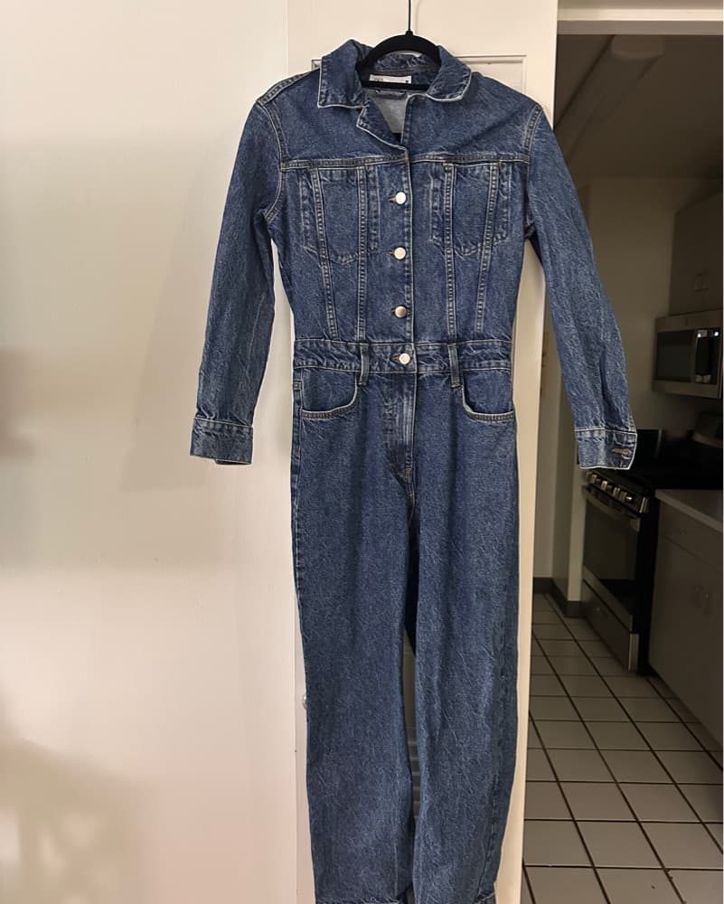 Zara Dark Blue Denim Overalls - Image 2