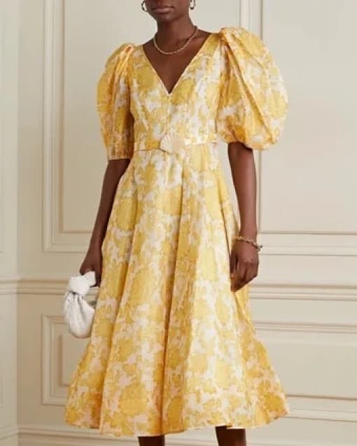 Zimmermann Yellow Puff Sleeve Dress - Image 1