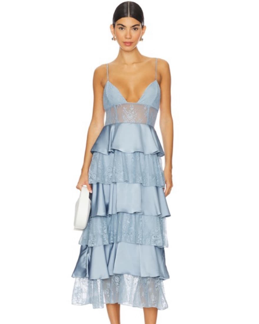 WeWoreWhat TIERED LACE MIDI DRESS - Image 1