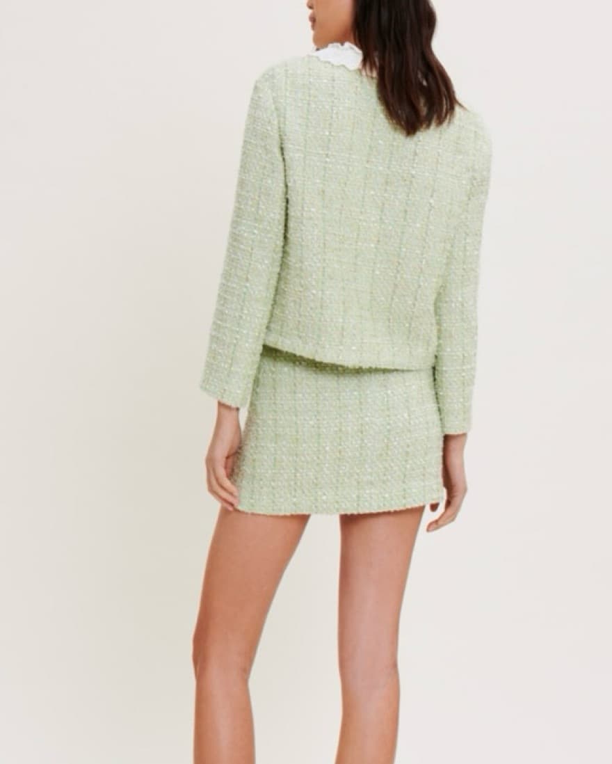 Maje Green Tweed Jacket & Mini Skirt Set - Image 3