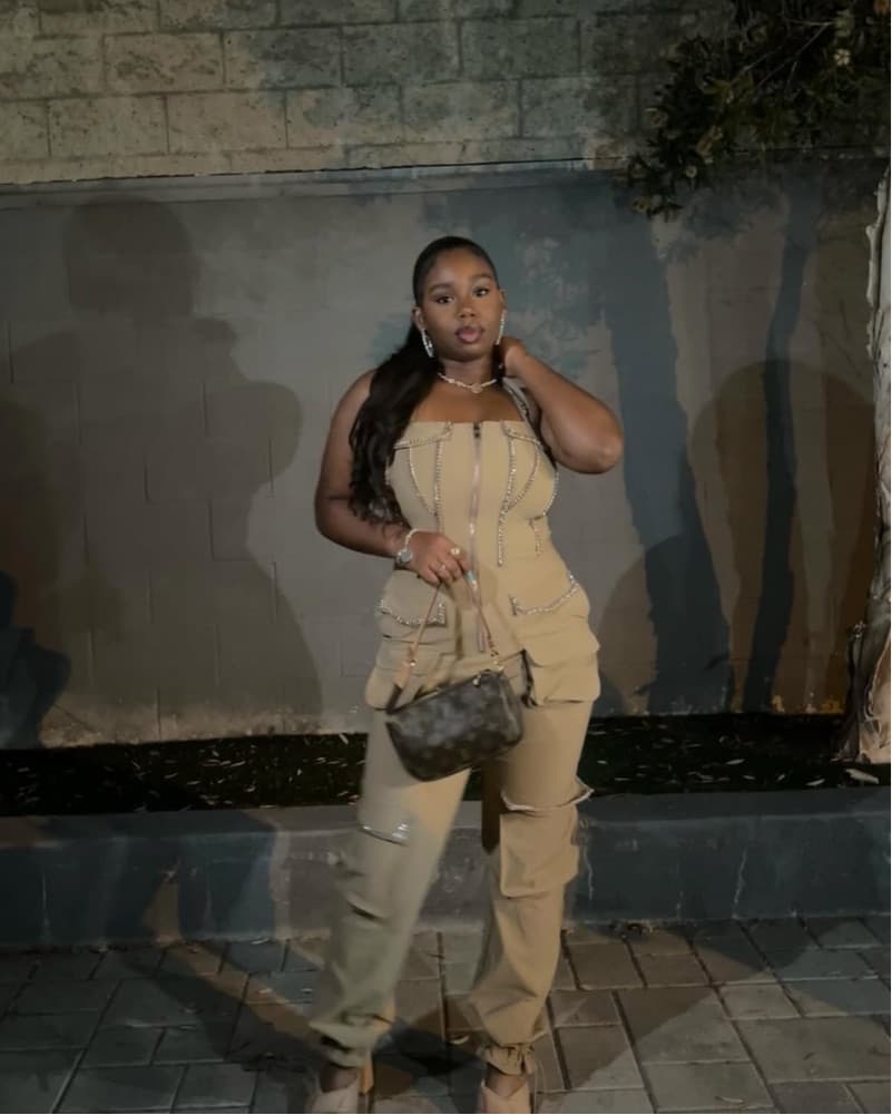 Beige Cargo Chain Jumpsuit - Image 1