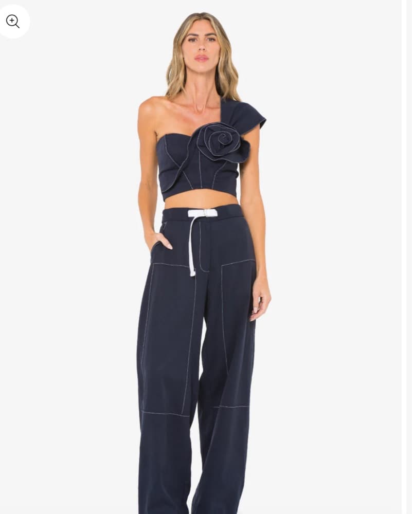 JPQ NAVY PANTS AND CROP TOP SET - Image 1