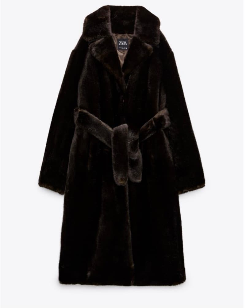 Chic Faux Fur Long Coat In Dark Brown - Image 1