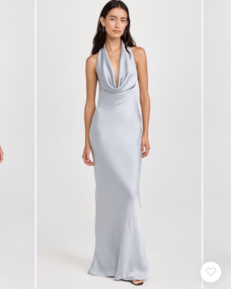Norma Kamali Silver Satin Halter Gown  - Image 1