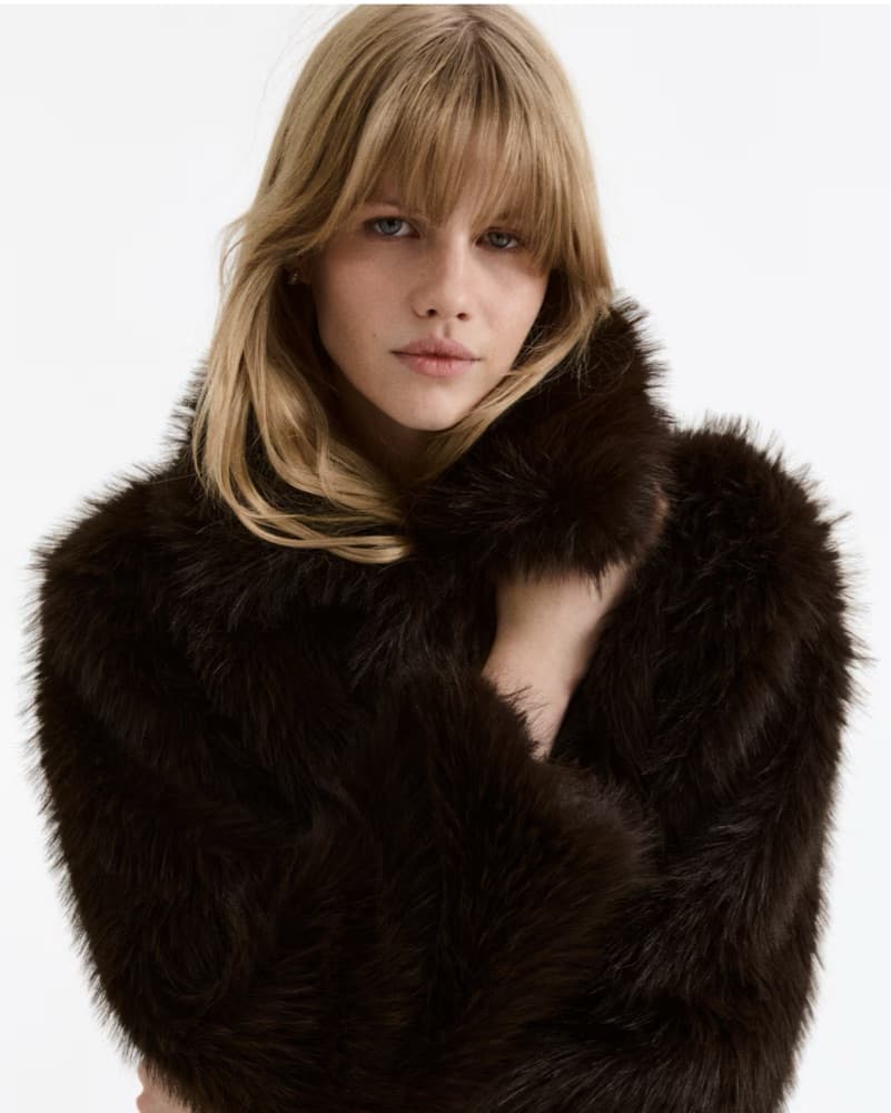 Dark Brown Cropped Fur Jacket - Image 3