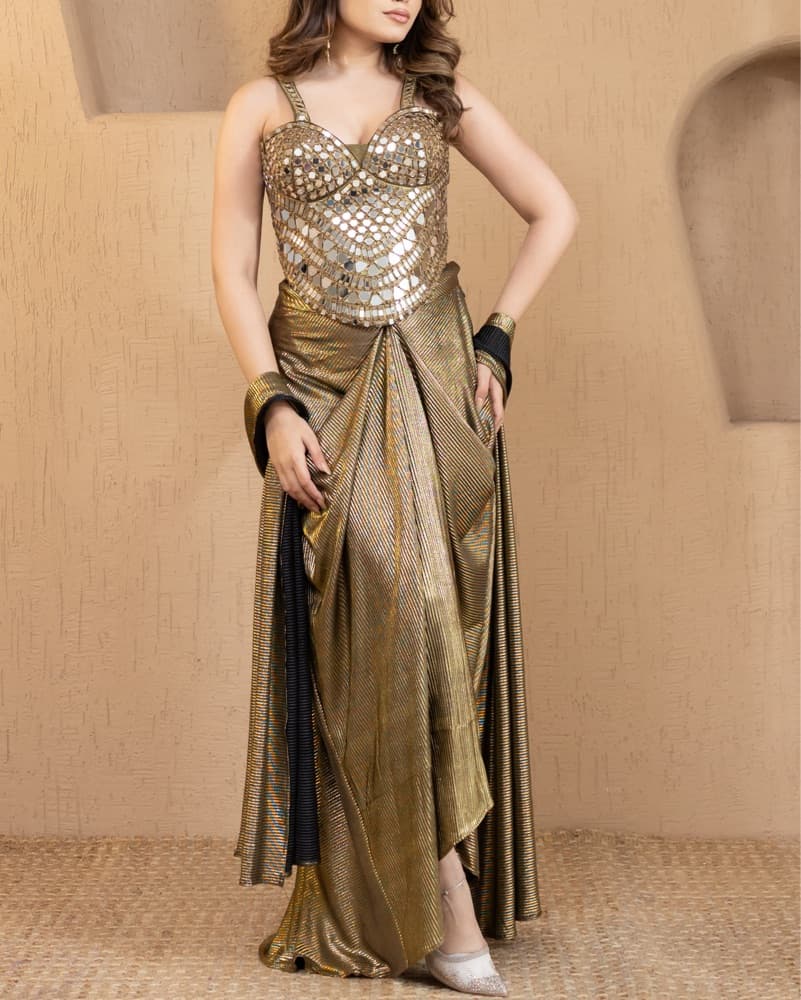 Olive mirror Co-ord Set XS-M  | indian wedding - Image 2