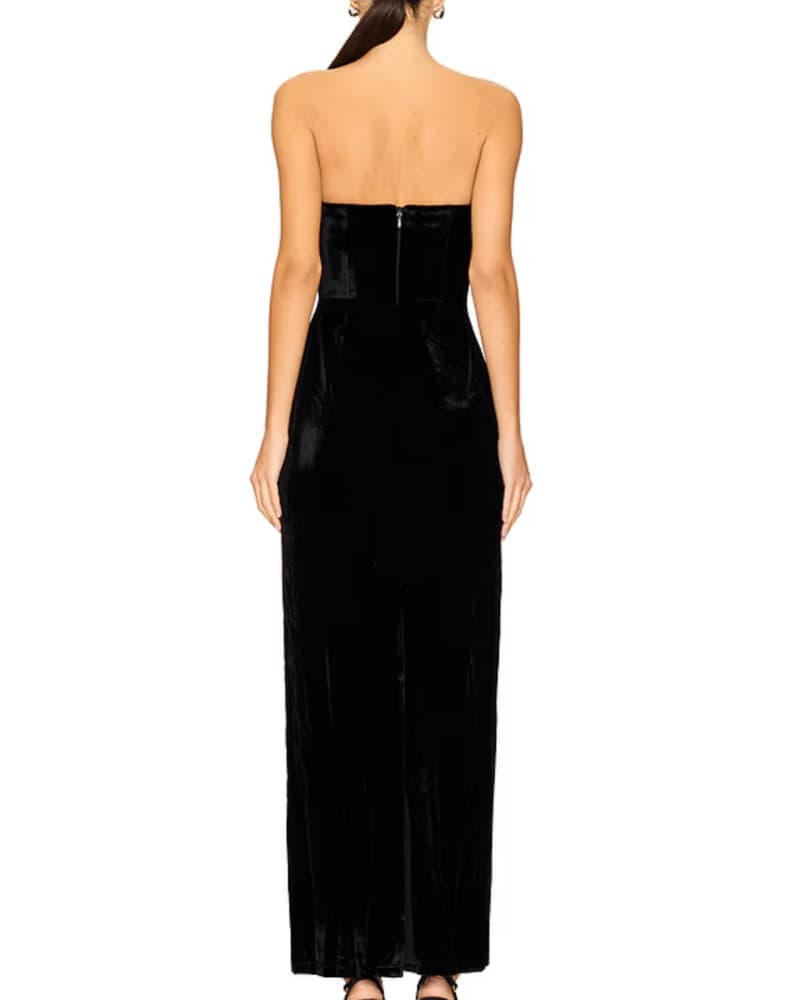 LPA Black Velvet Strapless Dress - Image 3