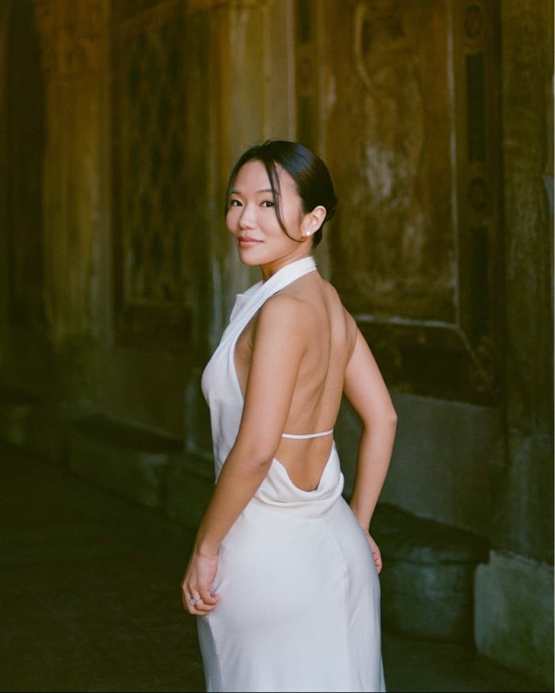Halter Open Back Satin Dress - Image 1