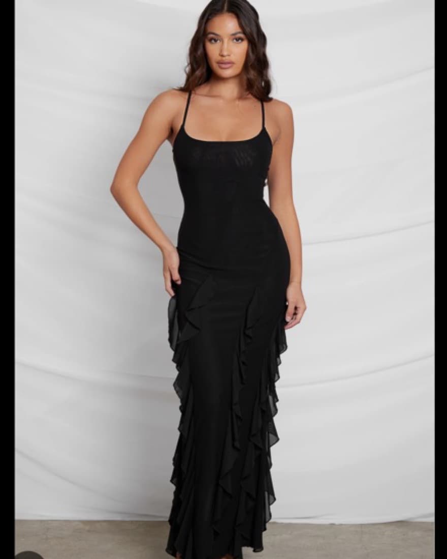 Black Mesh Maxi Dress   - Image 1