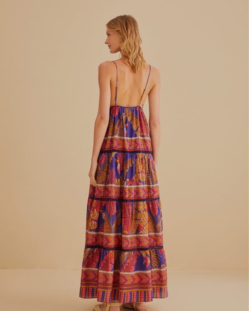 Blue Forest Mosaic Sleeveless Maxi Dress - Image 4