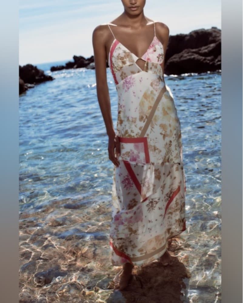 Zara Floral Satin Mixed Pattern Maxi  - Image 4