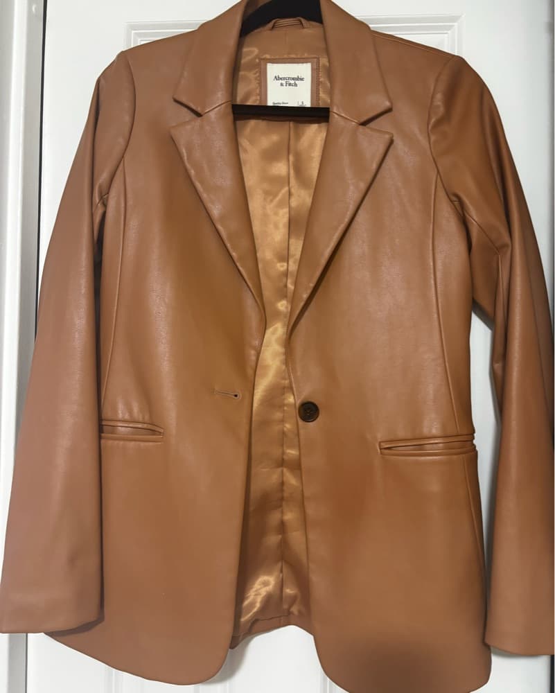 Brown Leather Blazer - Image 2