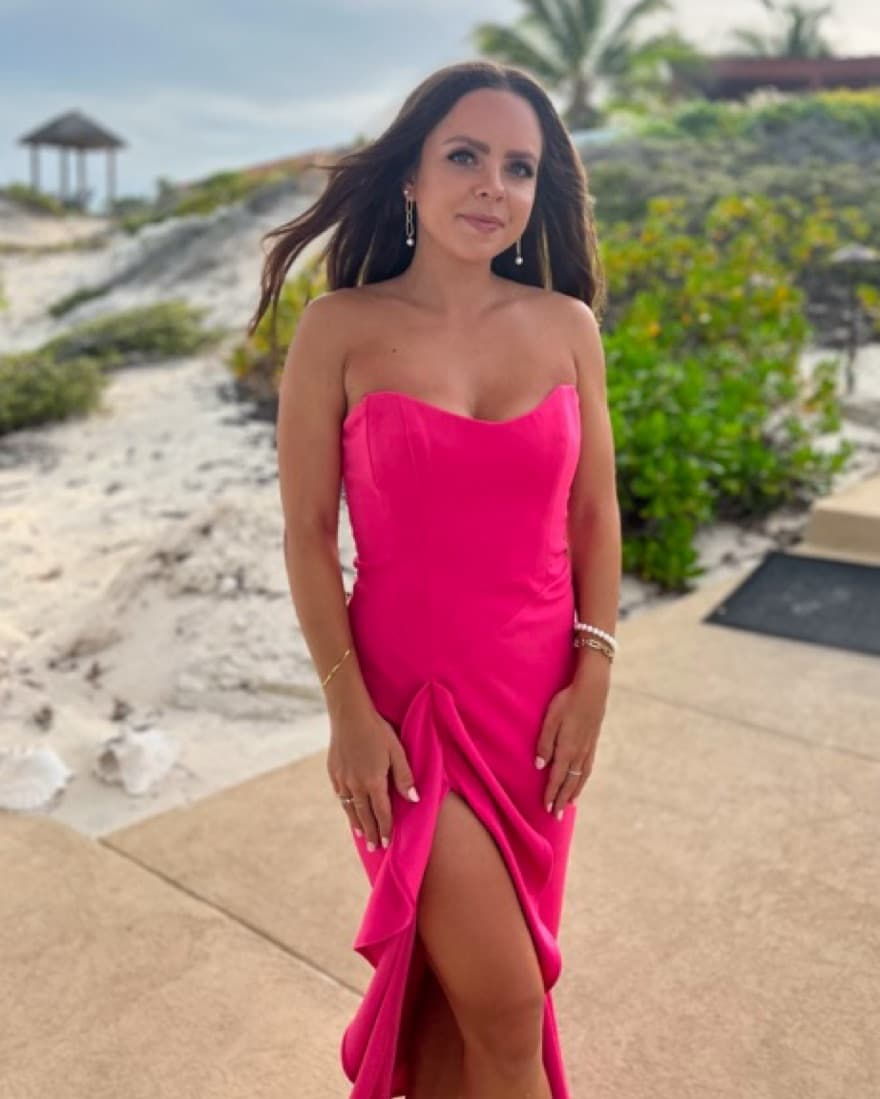Hot Pink Strapless Dress - Image 1