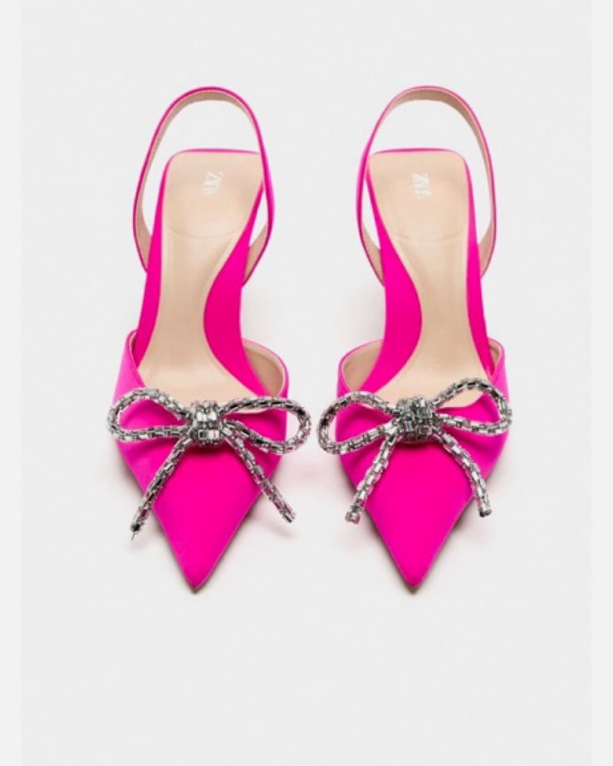 Zara Hot Pink Slingback Heel With Bow  - Image 2
