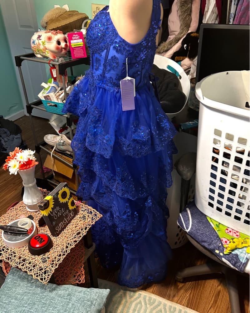 Blue Sequence Prom Dress - Image 6