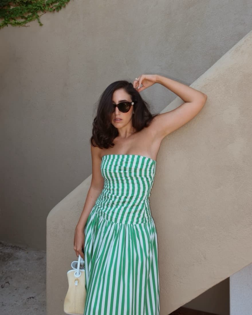 Rhode Selma Dress In Green Stripe - Image 5