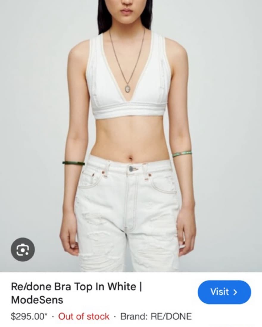 Redone White Denim bra top - Image 2