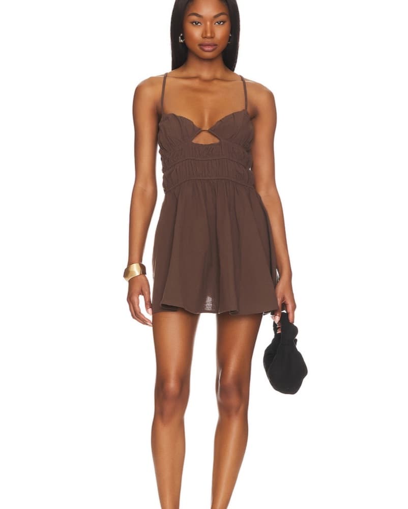 Tahlia Mini Dress in Chocolate - Image 1