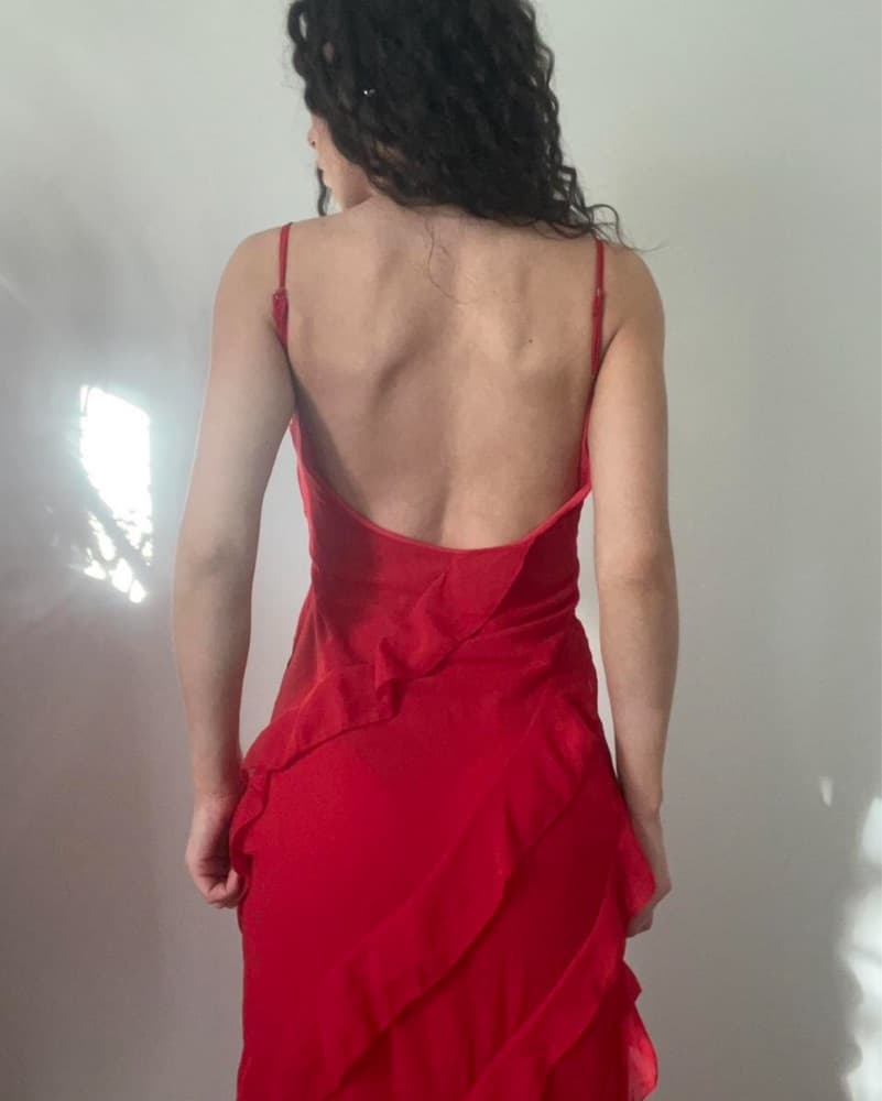Red Ruffled Maxi Dress - Image 5