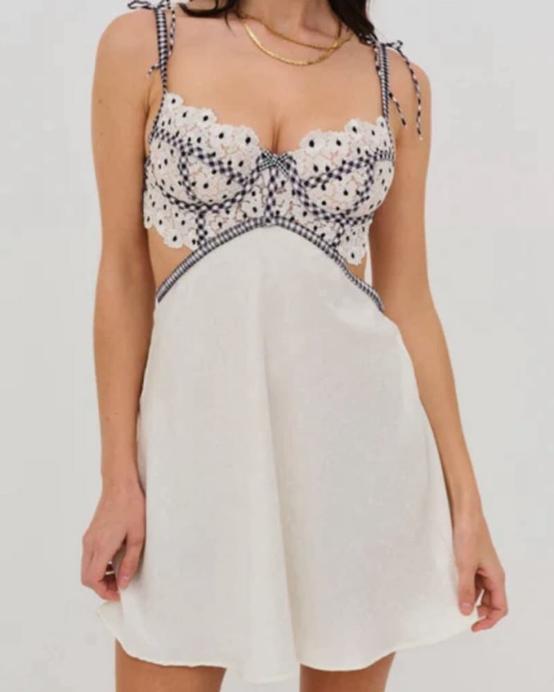 For Love And Lemons White And Blue Dress - Image 2