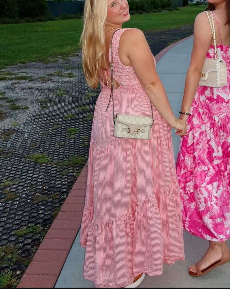 Free People Pink & White Maxi Dress - Image 6