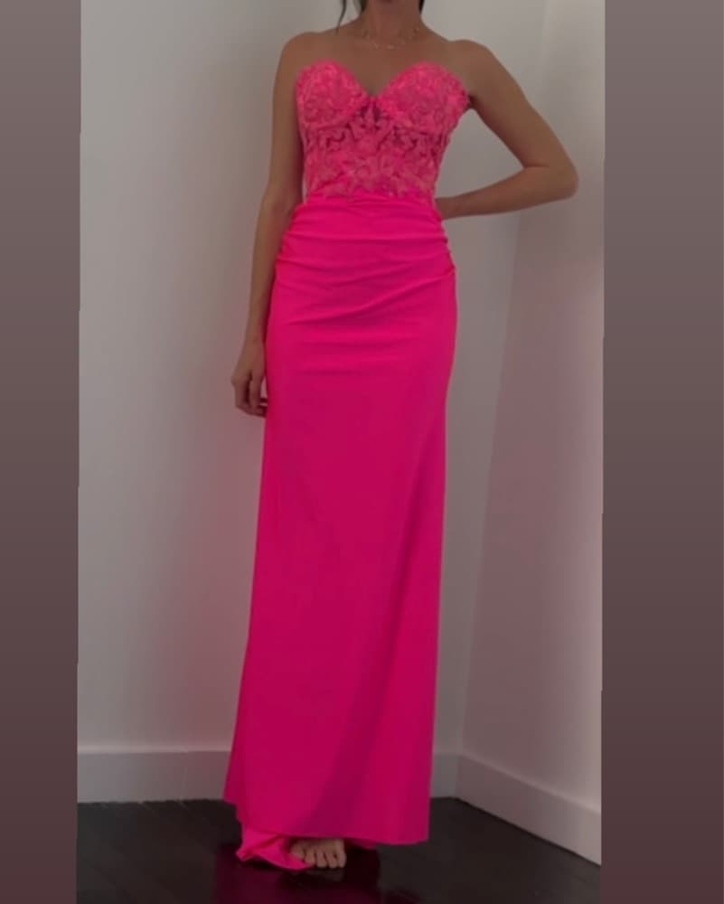 Strapless Jeweled Lace and Jers - Image 5