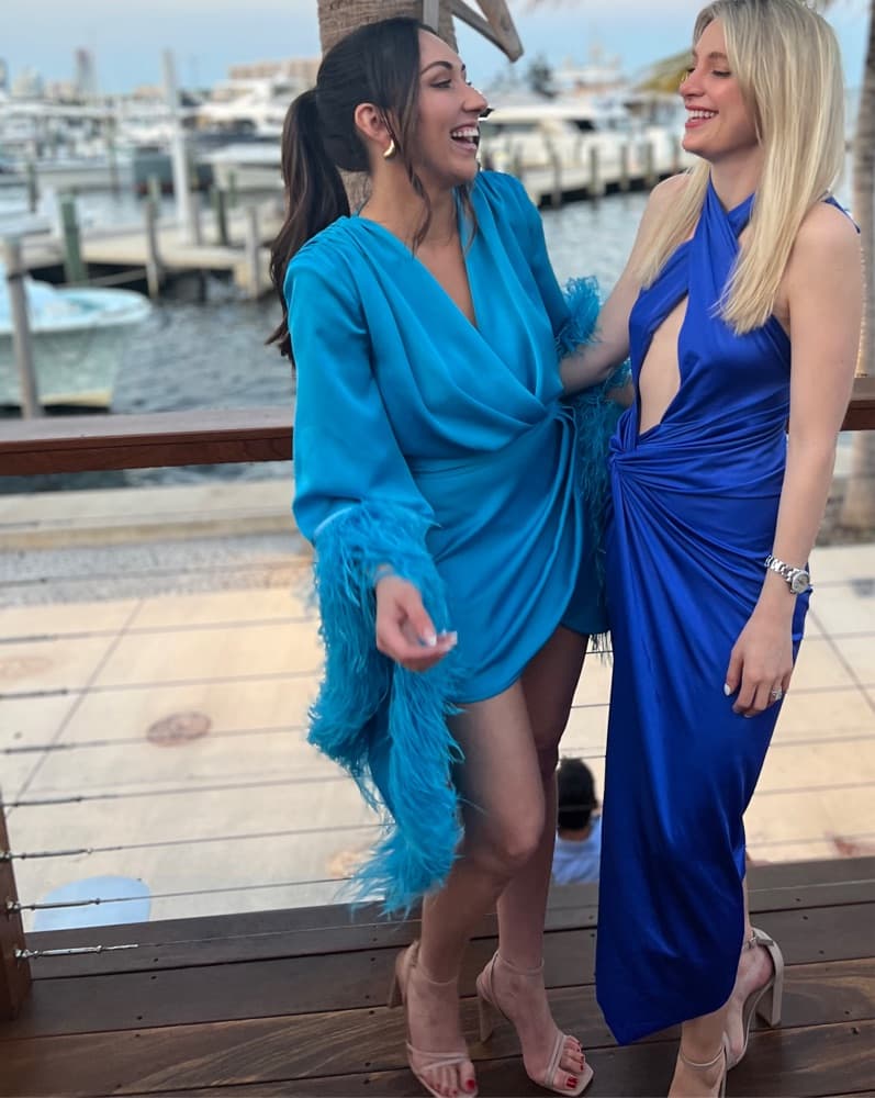Bronx & Banco Turquoise Feathered Dress - Image 2
