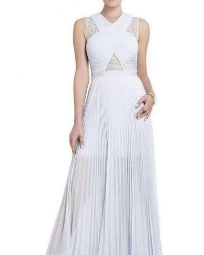 Elegant Pleated Baby Blue Maxi Dress - Image 2