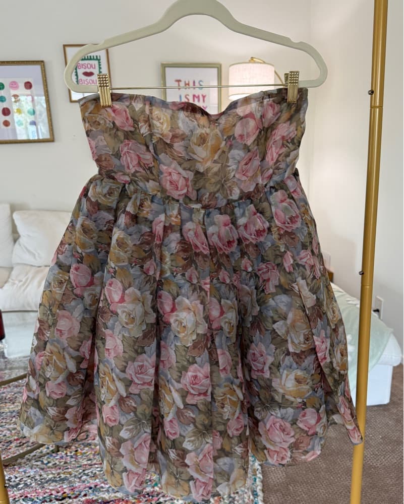 Selkie strapless floral mini dress - Image 1