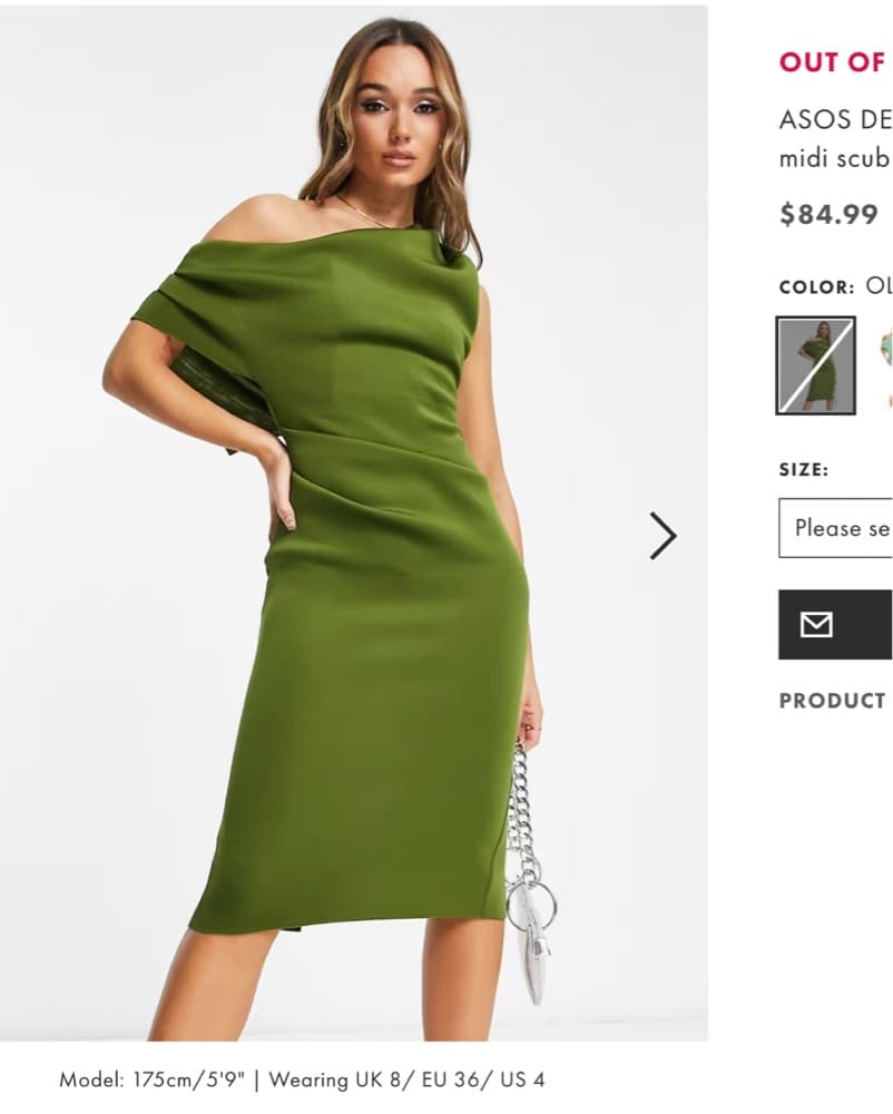 Asos fallen Shoulder Pleat Midi scuba - Image 1