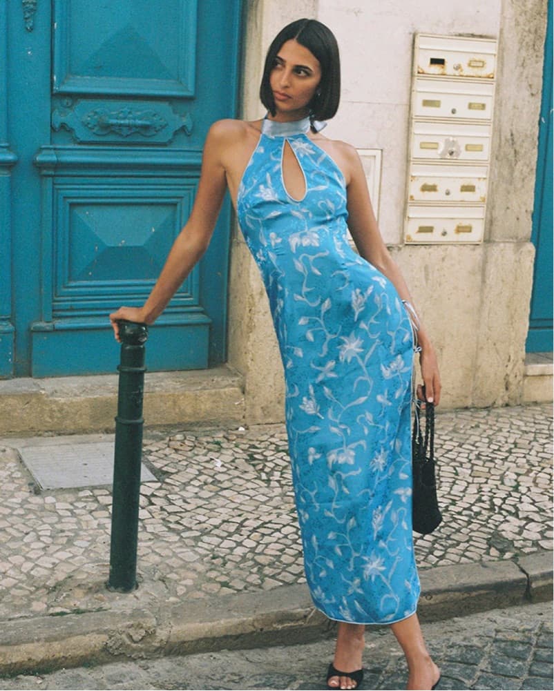 Beautiful Halter Blue Midi Dress - Image 1