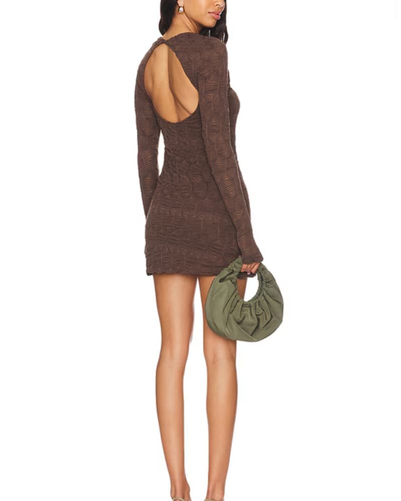 Brown Long Sleeve Dress - Image 3