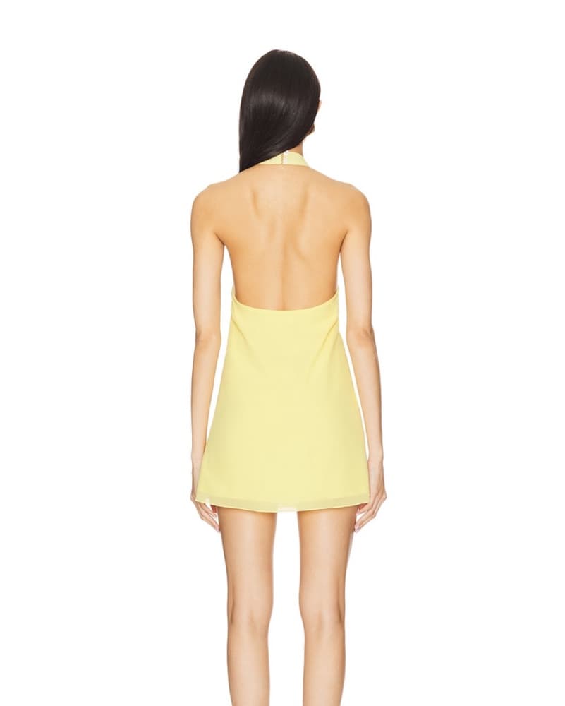 Chic Yellow Mini Halter Dress - Image 3