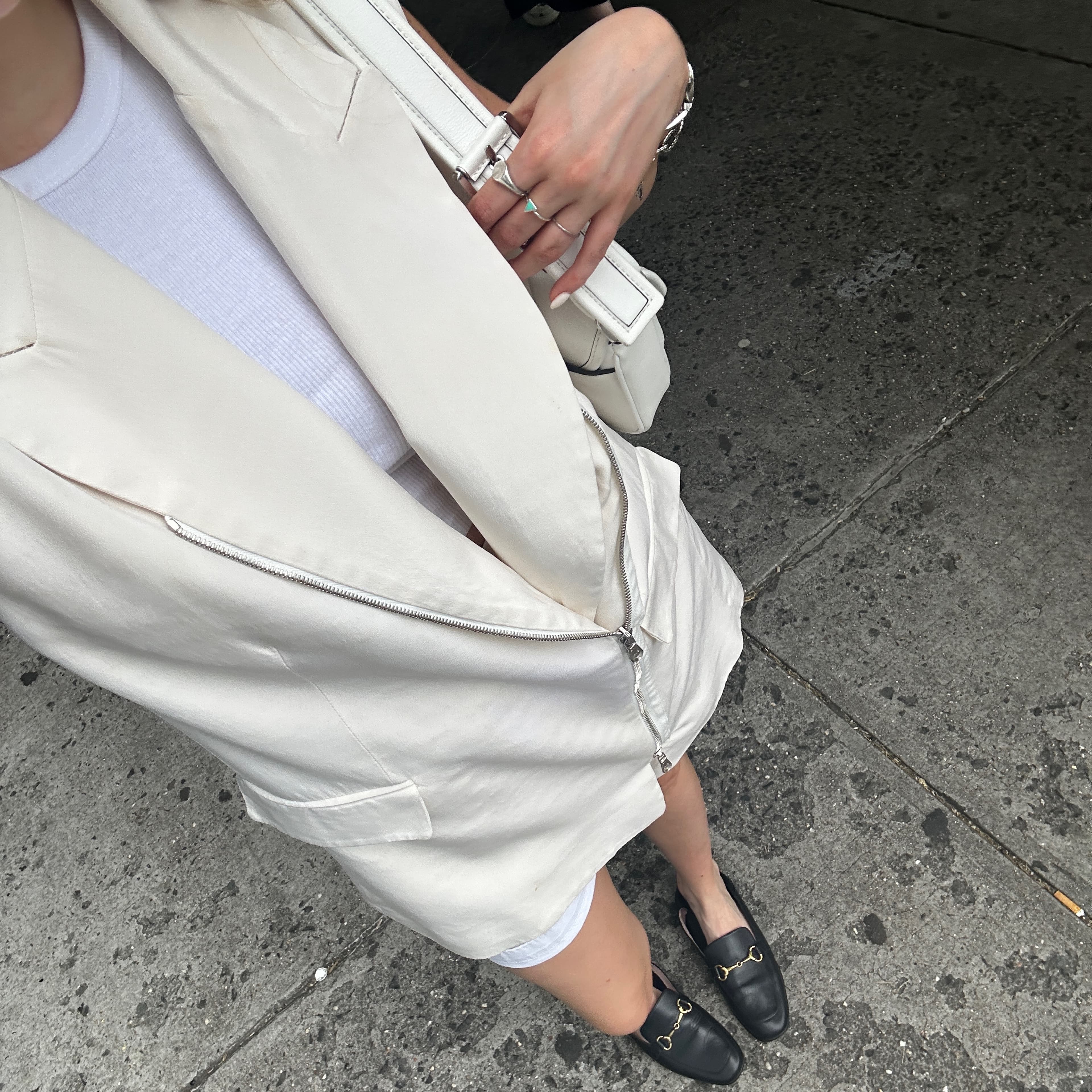 Oversized White Moto Blazer Vest  - Image 1