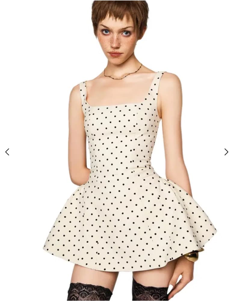 Polka Dot Ruched Mini Dress - Image 1