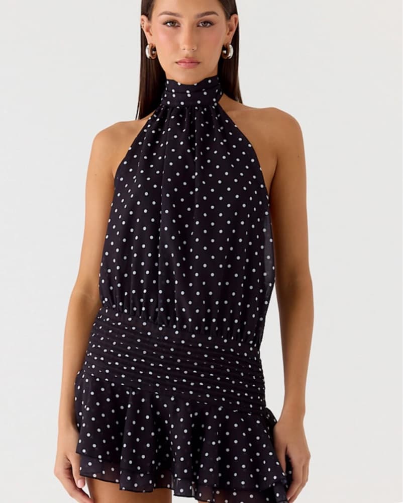 Polka Dot High Neck Dress Pepper Mayo - Image 1