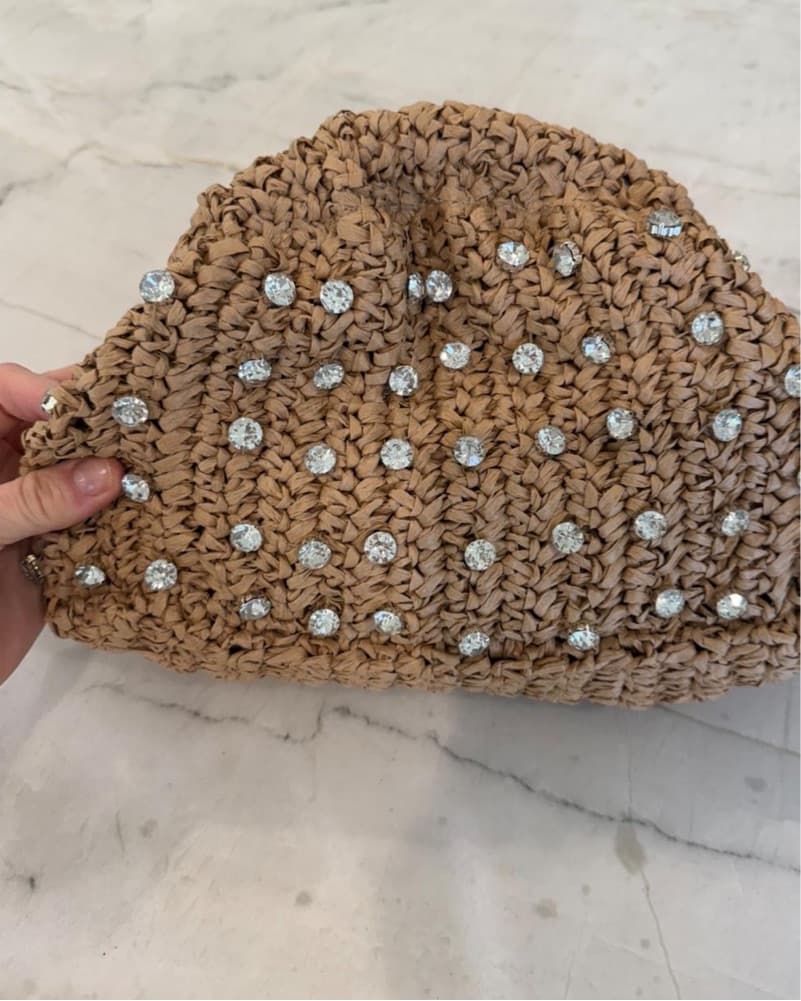 Sparkling Straw Beaded Clutch - Image 3