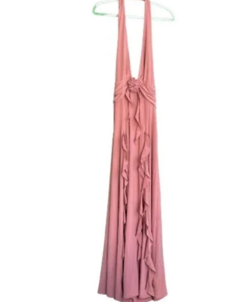 Elegant Halter Ruffle Maxi Dress - Image 3