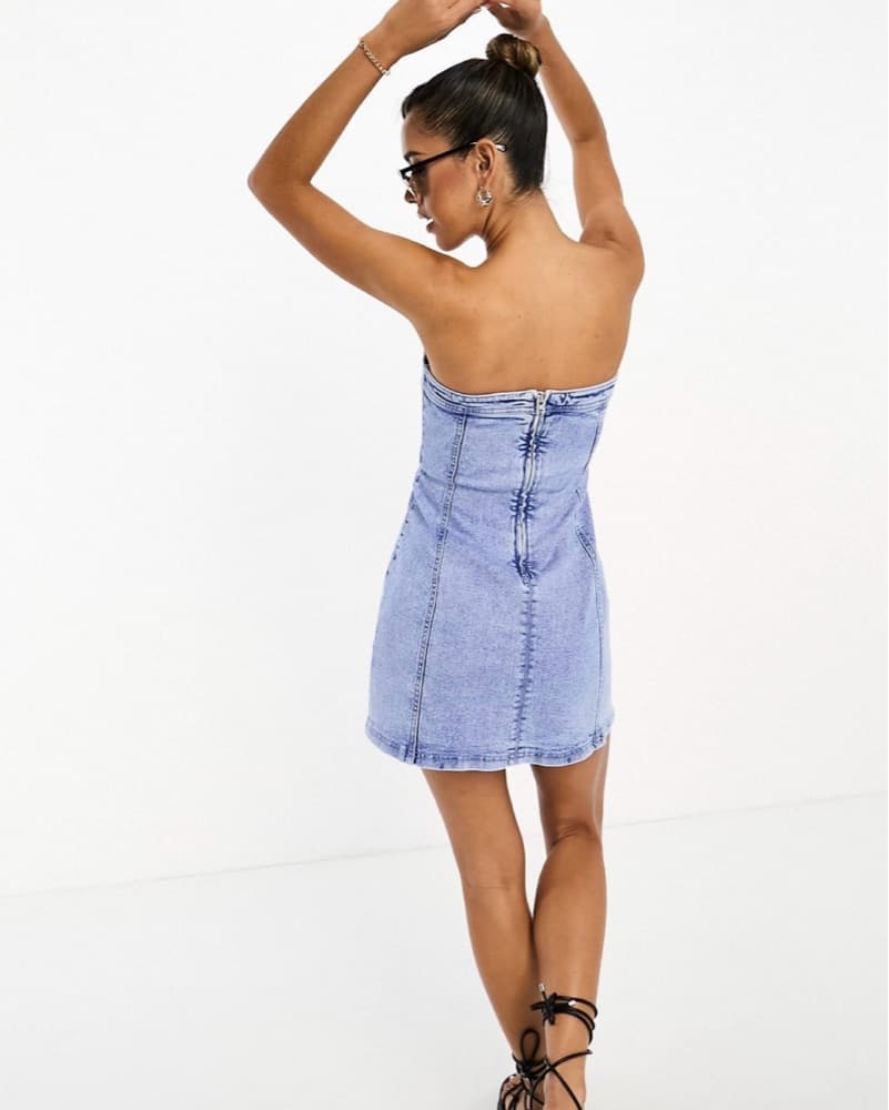 Strapless Denim Mini Dress - Image 3