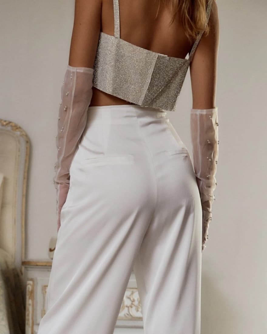 Shira Silver Rhinestone Crop Top - Image 4