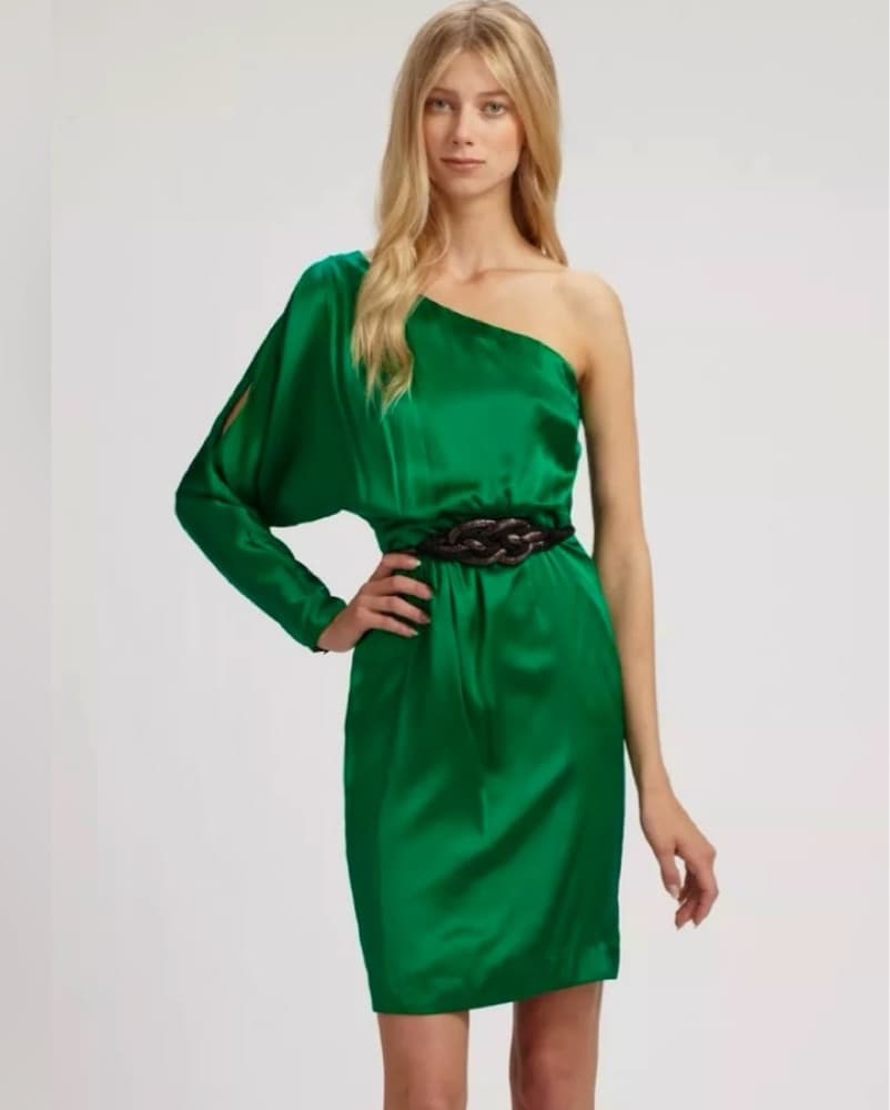 Tina Turk Emerald Silk one shoulder mini - Image 4