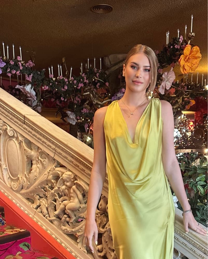 Green Flowy Draped Maxi Dress - Image 5