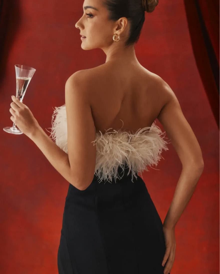 House of CB Sarai Feather Slit Dress - Image 2