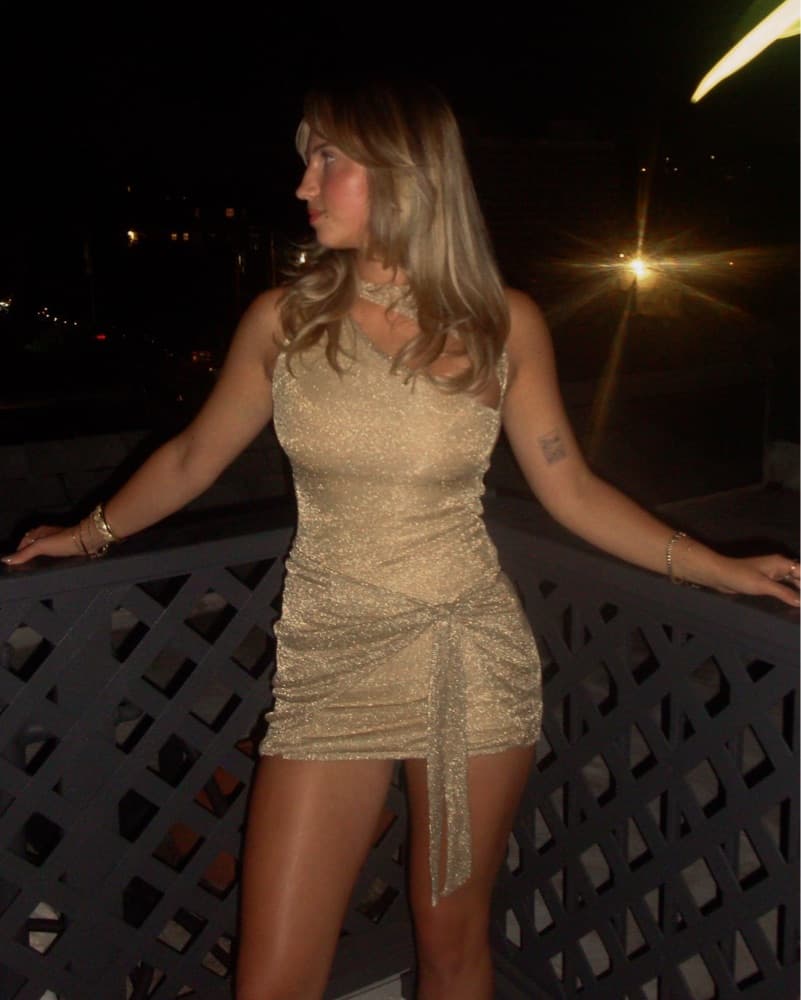 Metallic Gold One-Shoulder Mini Dress - Image 3